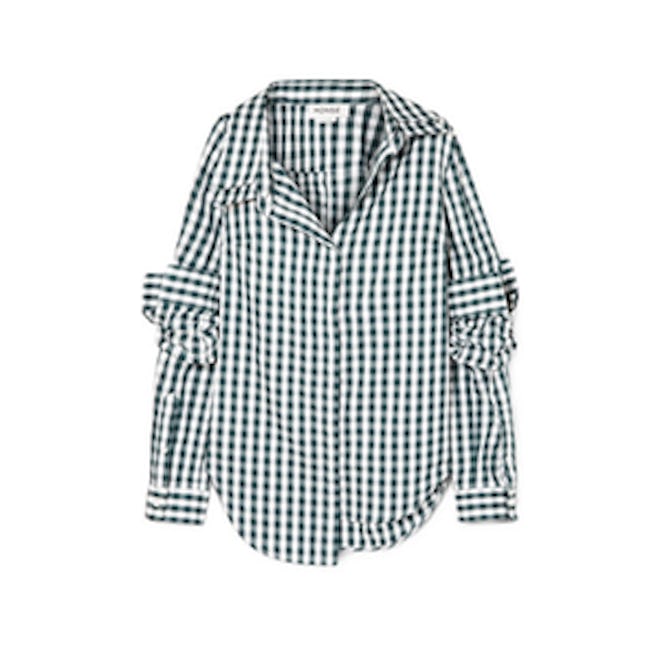 Monse Asymmetric Gingham Cotton-Poplin Shirt