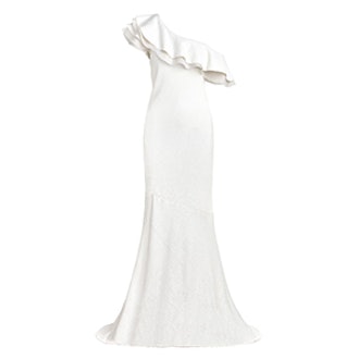 Lizette One-Shoulder Ruffled Fluid Sequin Gown