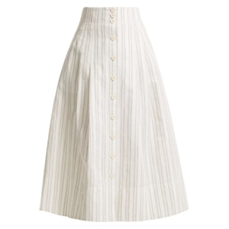 Rebecca Taylor Striped Cotton Linen Skirt