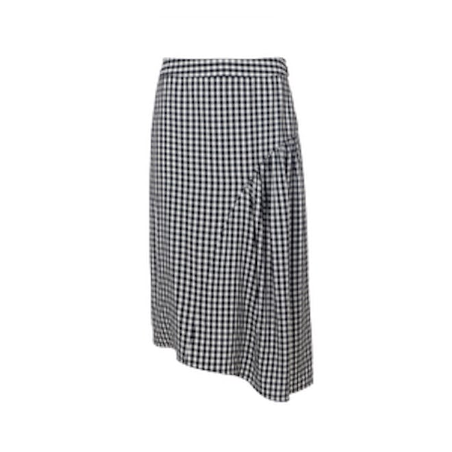 Viscose Gingham Shirred Skirt