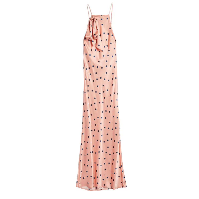 topshop pink polka dot dress Topshop Pink Red Polka Dot Spot Slip Dress Summer Midi Spaghetti Strap Size  6