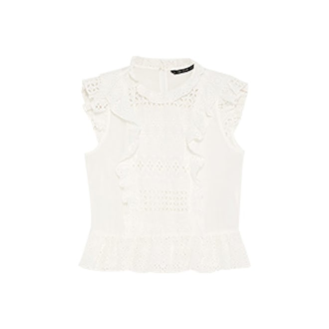 Blouse With Contrasting Cutwork Embroidery
