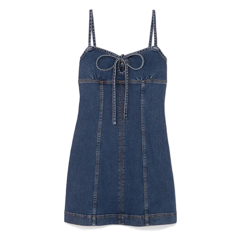 denim cut out dress Denim Cut Out Mini Dress-Medium Wash