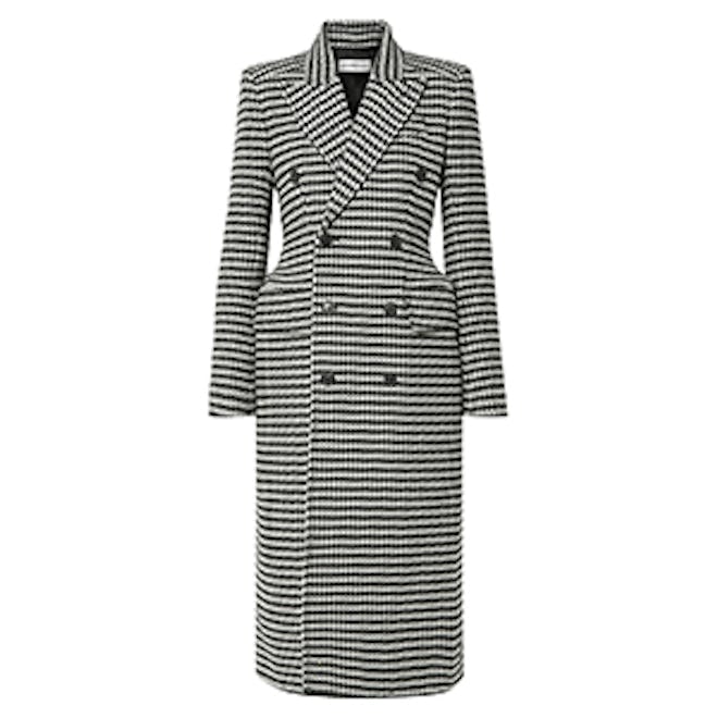Balenciaga Double-Breasted Houndstooth Wool-Blend Coat