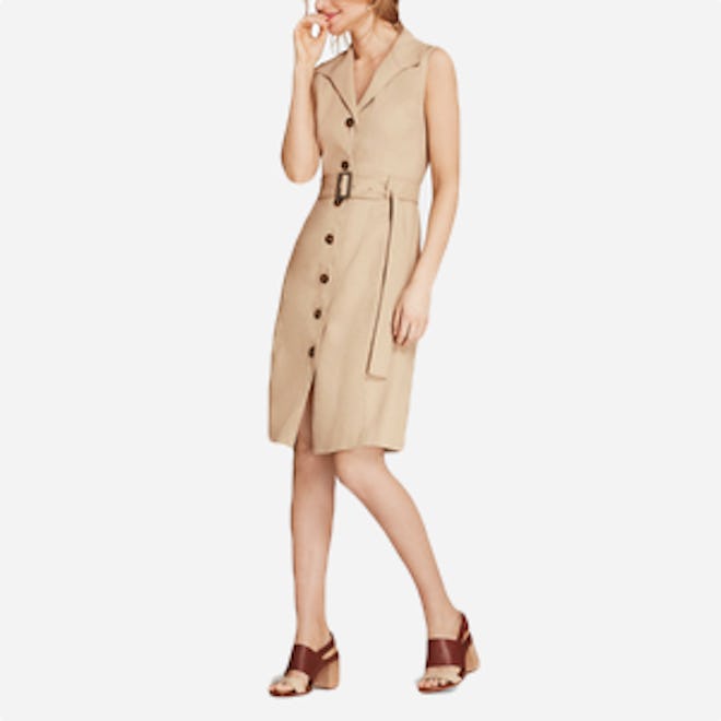 Linen-Blend Trench Dress