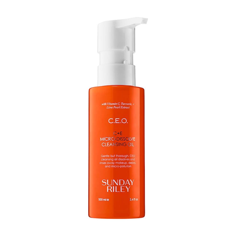 A package of Sunday Riley's C.E.O. C + E Micro-Dissolve Cleansing Oil