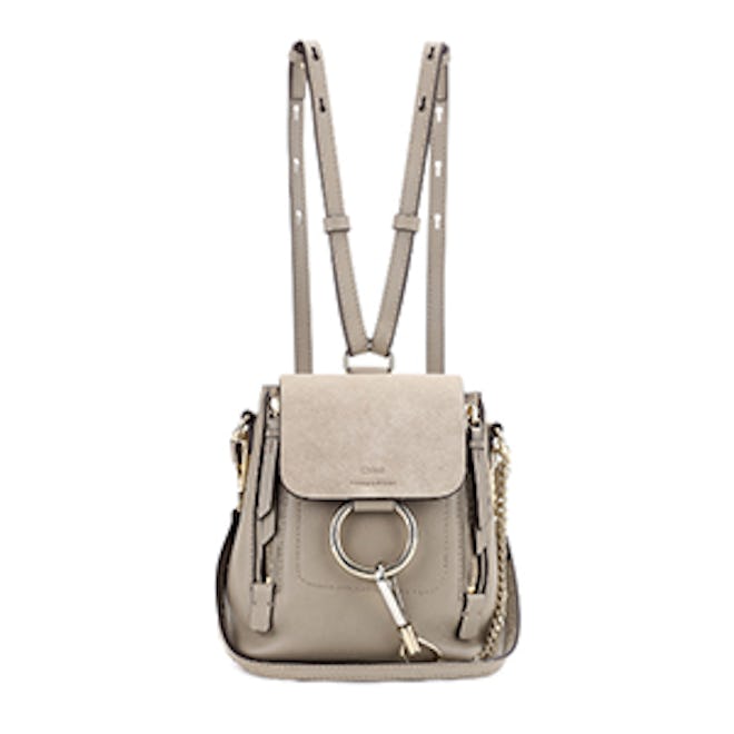 Faye Mini Leather And Suede Backpack