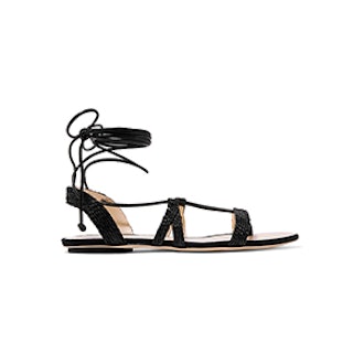 Cult Gaia Sienna Woven Raffia and Leather Sandals