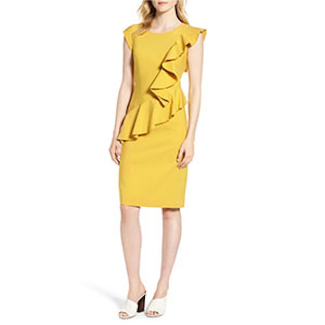 Emerson Rose Ruffle Trim Sheath Dress