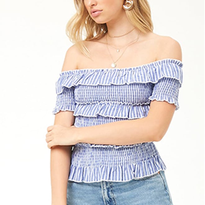 Tee Ink Linen Striped Smocked Top