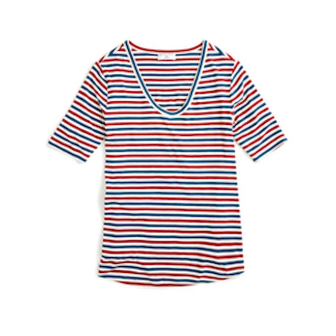 Jersey V-neck T-shirt in Stripe