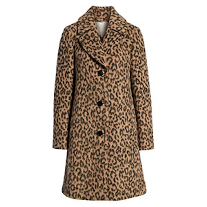 Kate Spade Leopard Print Wool Blend Coat