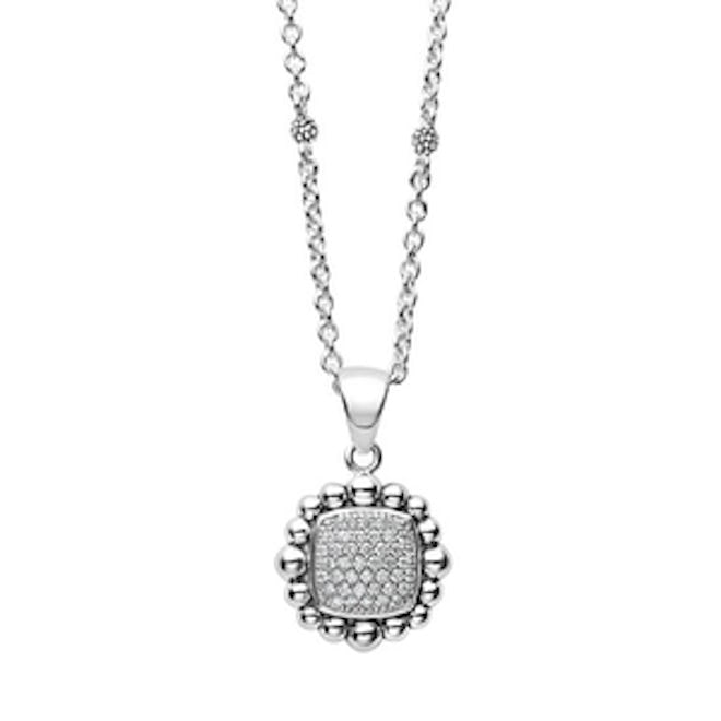 Sterling Silver Caviar Spark Pendant Necklace