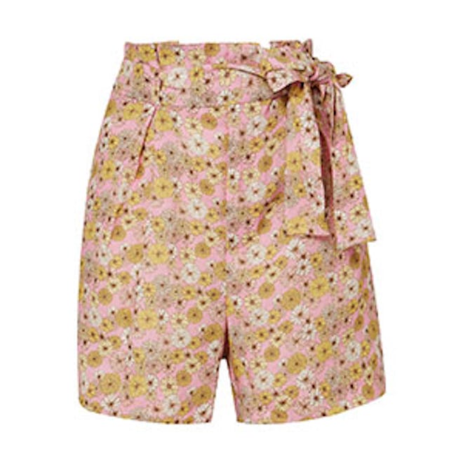 Floral-Print Linen Shorts