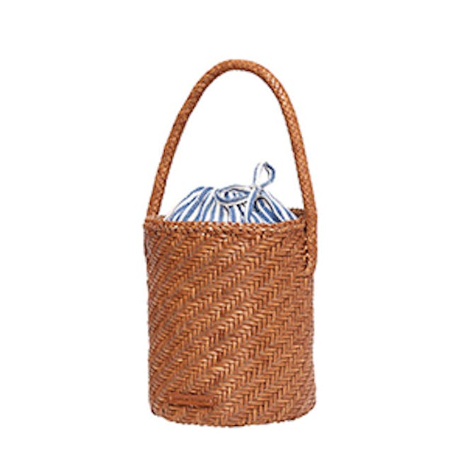 Cleo Woven Leather Bucket