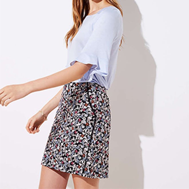 Floral Lacy Pocket Shift Skirt