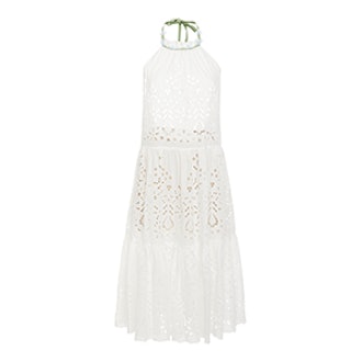 Luisa Beccaria Eyelet Halter Short Dress