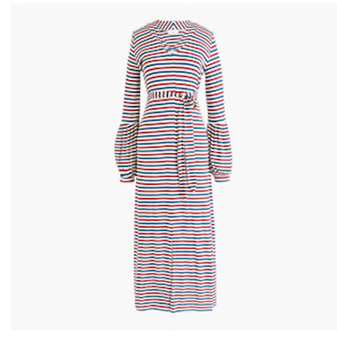 Jersey Long-Sleeve Maxi Dress in Stripe