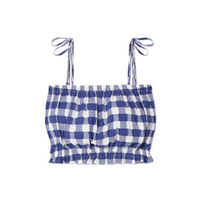 Cropped Gingham Fil Coupé Cotton Top