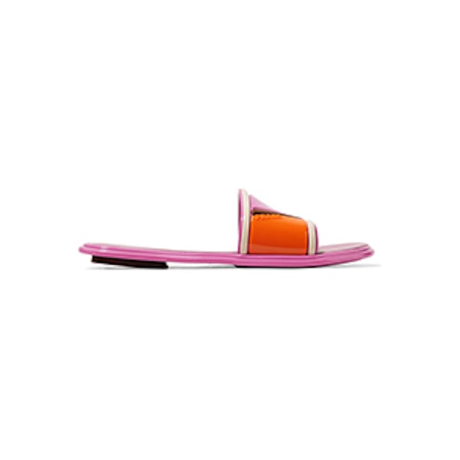 Prada Color-Block Rubber and Leather Slides