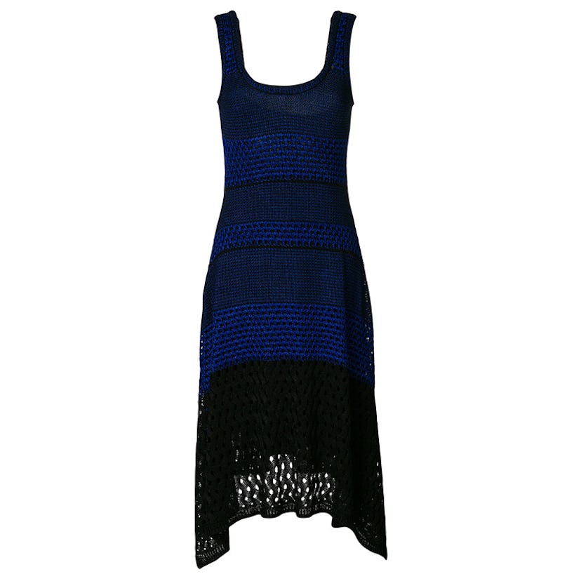 Proenza Schouler Re-edition Open Weave Dress blue and black mini dress on a white background 