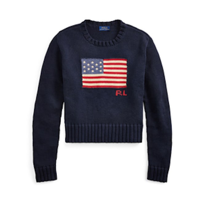 Flag Cropped Cotton Sweater