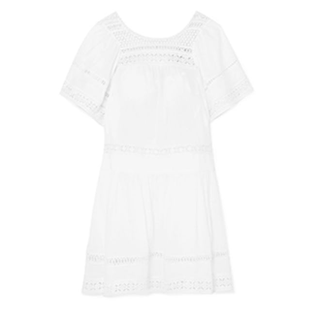 Sea Aurora Crocheted-Paneled Cotton-Voile Mini Dress