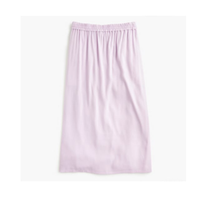 Cupro Shirred Midi Skirt