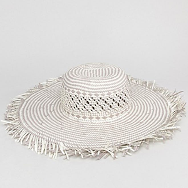 South Beach Woven Straw Hat With Frayed Edge
