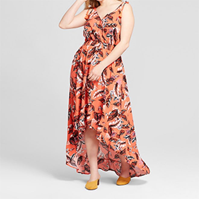 Xhilaration Women’s Plus Size Floral Print V-Neck High – Low Dress