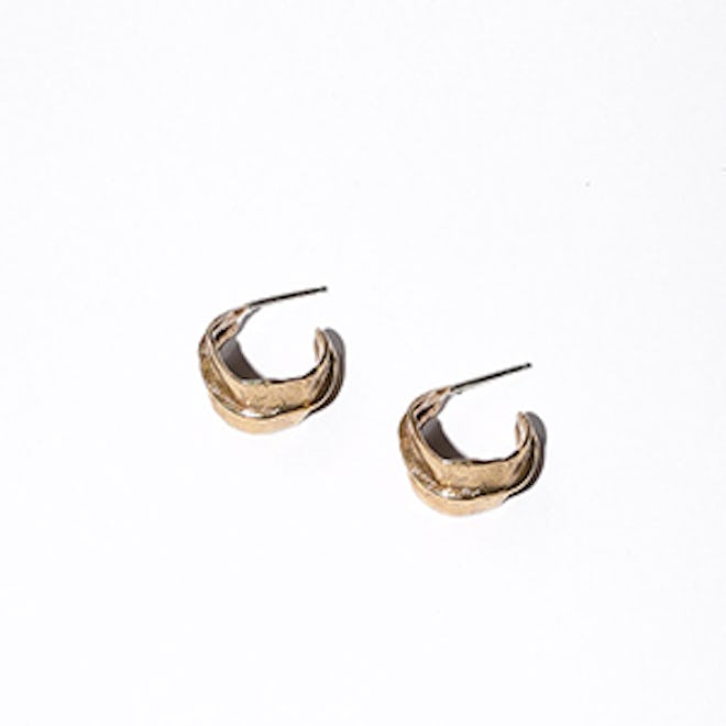 Small Touched Hoops In Brass