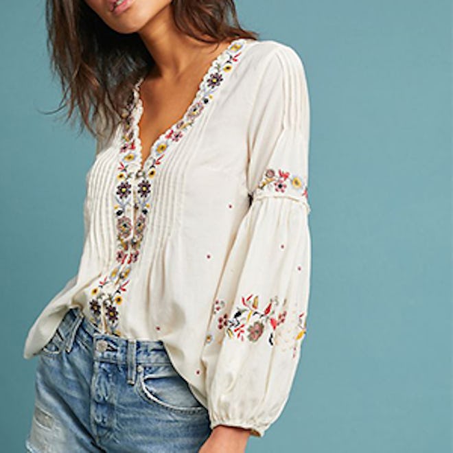 Carthage Embroidered Peasant Top