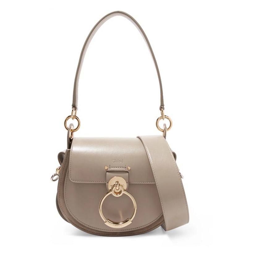 Tess small leather and suede shoulder bag