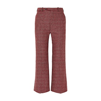 Cropped Checked Wool-Blend Wide-Leg Pants