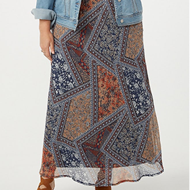 Plus Size Patchwork Maxi Skirt