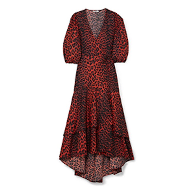 Ganni Bijou Leopard-Print Cotton-Poplin Dress