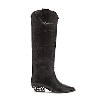 Dinzi Western Leather Knee-High Boots