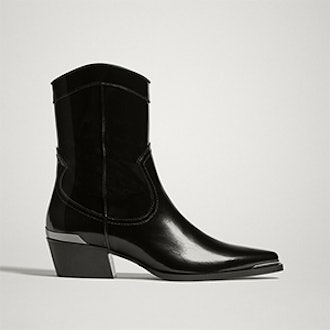 Black Antik Leather Cowboy Ankle Boots
