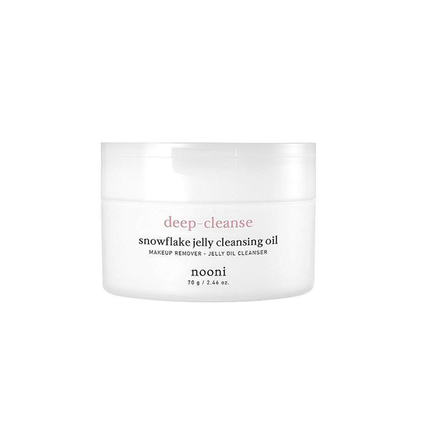 A jar of Nooni's Deep-Cleanse Snowflake Jelly Cleansing Oil