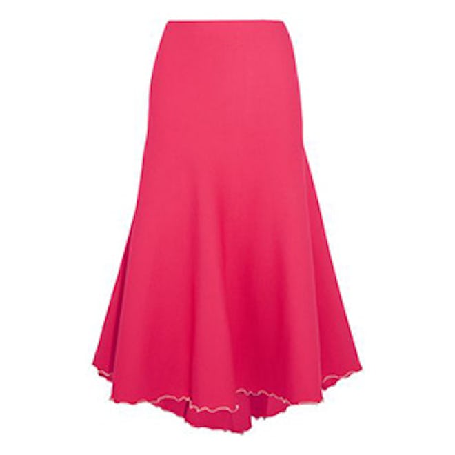 Tulle-Trimmed Bandage Midi Skirt