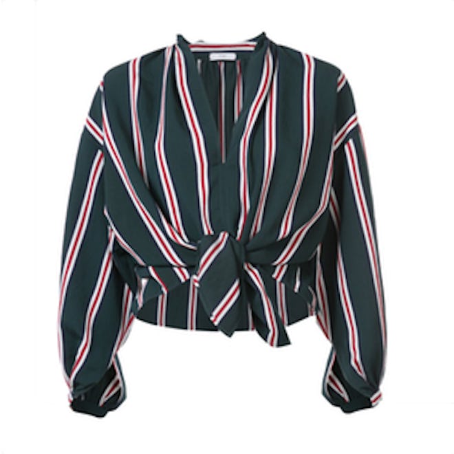 Knotted Peasant Blouse Striped