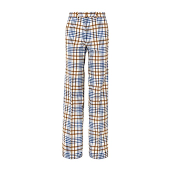 Checked Wool And Mohair-Blend Wide-Leg Pants