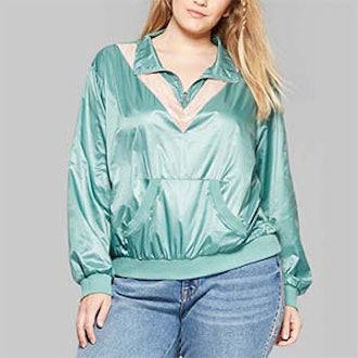 Wild Fable Women’s Plus Size Long Sleeve Half-Zip Windbreaker Jacket