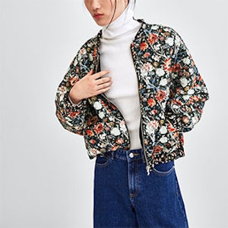Printed Quilted Bomber Jacket