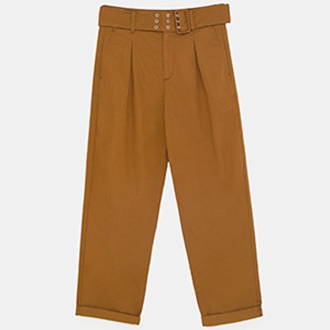 Pants With Belt And Pleats