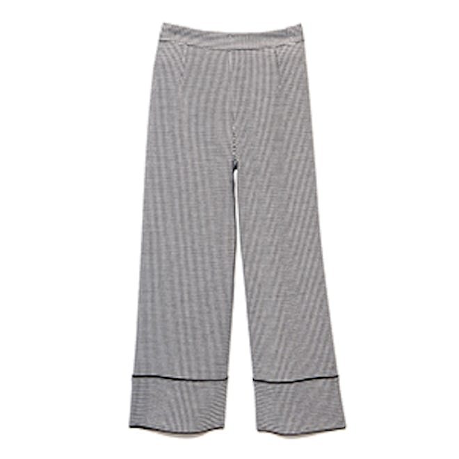 Houndstooth-Print Culotte Pants