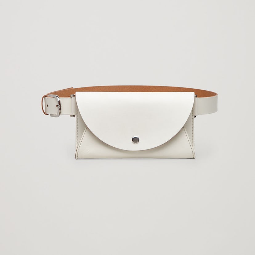 White Detachable leather belt bag