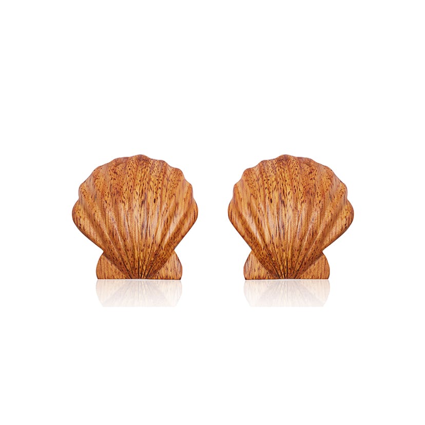 Ariel shell wood earrings